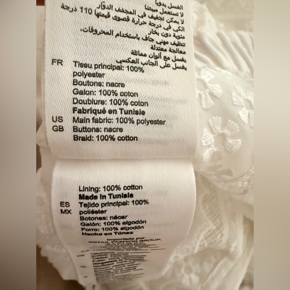 Sandro Shena Floral-Embroidered Crop Blouse in White Size 8 - Picture 8 of 10